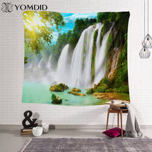 Tapiz de paisaje colgante de pared, tapices de poliéster, tela de pared con estampado de cascada de Río, alfombra para dormitorio, decoración para sala de estar 2024 - compra barato