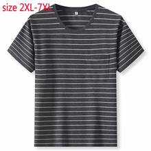 New Arrival Superl Large Summer Men Fashion Casual Stripe Printed Short Sleeve Men T Shirt Round Neck Plus Size XL-5XL 6XL 7XL 2024 - buy cheap