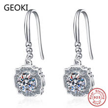 Geoki Passed Diamond Test 0.5-1 CT Perfect Cut Round Moissanite Drop Earrings Luxury 925 Sterling Silver Engagement Earrings 2024 - buy cheap