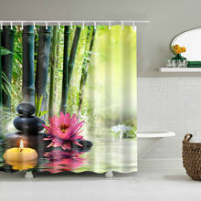 Landscape Plants Bamboo Lotus flowers 3d Bath Single Printing Shower Curtain Waterproof Polyester for Bathroom Decor 12 Hooks 2024 - compre barato