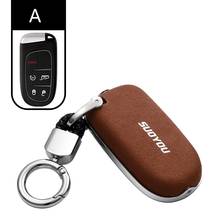 Car Key Case Cover Genuine Leather Galvanized Alloy For Dodge Journey Charger for Jeep Renegade Grand Cherokee for Chrysler 200 2024 - buy cheap