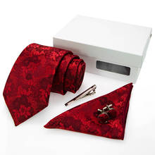 Kamberft gravatas florais da moda, jacquard, tecidos, lenços, abotoaduras, caixa de presente, conjuntos de gravata para casamento, acessórios de festa 2024 - compre barato