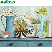 AZQSD-pintura de diamante bordado de diamante con flores, diamantes de imitación cuadrados, punto de cruz, manualidades, mosaico, Hobby, decoración del hogar 2024 - compra barato