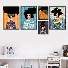 Pintura de tela vintage para parede, pôsteres nórdicos abstratos de cabelo, flor, rena, peixe, arte de parede, posteres e impressões, para sala de estar 2024 - compre barato