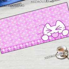 XGZ-alfombrilla de ratón grande personalizada de Anime, alfombrilla de goma antideslizante con borde de bloqueo negro, bonito gato con estampado rosa, alfombrilla de escritorio para ordenador 2024 - compra barato
