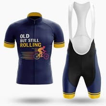 2021 velho mas ainda rolando conjunto camisa de ciclismo esportes da equipe bicicleta roupas secagem rápida verão manga comprida camisa bib almofada gel curto 2024 - compre barato