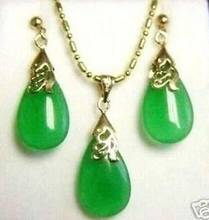 Frete grátis aaa joias lindas pingente jade verde colar brinco conjunto 2024 - compre barato