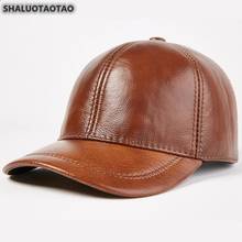 SHALUOTAOTAO New Autumn Winter Men's Genuine Leather Cap Simple Baseball Caps Adjustable Size Brands Cap Men Cowhide Leather Hat 2024 - buy cheap