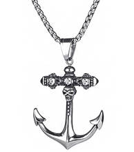 Vintage Skull Anchor Men's Alloy Pendant Necklace Stainless Steel Chain Hip Hop Necklace 2024 - buy cheap