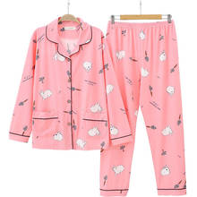 Women's Suit Plus Size Pajama Sets Spring Soft Sleepwear 2021 Female Pyjamas 2 Pieces Long-Sleeved Trousers Large Home Suit 2024 - buy cheap