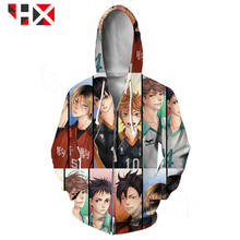 Hx popular anime haikyuu voleibol clube masculino feminino impressão 3d moletom zip com capuz harajuku hip hop streetwear topos hx581 2024 - compre barato