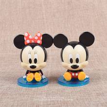 Disney-minifigura de acción de Mickey Mouse y Minnie para niños, colección de figuras de acción, 10cm, 2 unids/set/Set 2024 - compra barato