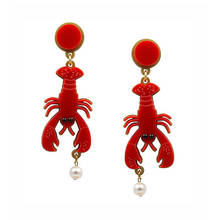 Exaggerated Red Lobster Octopus Acrylic Drop Earrings Geometric Space Sense Creative Animal Earrings Funny Jewelry for Girl 2024 - buy cheap