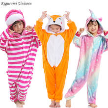 Kigurumi-Conjunto de Pijamas de unicornio para niños, Mono de punto de invierno, Pijamas de franela para niños y niñas, ropa de dormir de animales 2024 - compra barato