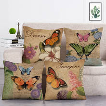 Decorative Cushion Cover Retro Butterfly Pillow cover 45*45 Throw Pillows Home Decor Pillowcase T122 2024 - buy cheap