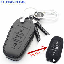 FLYBETTER Genuine Leather 3Button Smart Key Case Cover For Citroen C4L/DS5/DS6/DS5LS/C3XR/DS4/DS3 For Peugeot 3008/508/2008 L56 2024 - buy cheap