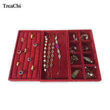 Quality Velvet Jewelry Organizer Tray Red Ring Earring Necklace Display Case Chain Bead Storage Exhibition Tray 11x22x2.5cm 2024 - buy cheap