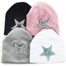 Gorros de terciopelo con estampado de pentagrama para bebé, gorros cálidos de invierno con estampado de calavera para niño y niña, gorros Unisex de 0 a 3 meses 2024 - compra barato