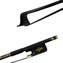 Frete grátis laço de cabelo preto 4/4, fibra de carbono preta viola arco preto arco de carbono 4/4 violino arco ébano sapo 2024 - compre barato