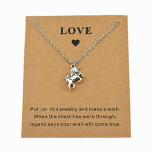 New Make a Wish Lucky Unicorn Jewelry for Women Girls Antique Horse Unicorn Pendant Necklace with Card Love Couples Gifts 2024 - buy cheap