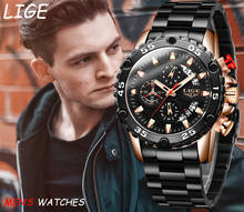 zegarek męski Watch Men Top Luxury Brand LIGE Waterproof Quartz Watches Mens Chronograph Date Male Clock relogios masculino 2020 2024 - buy cheap