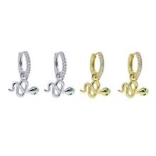 2021 New Fashion Gold Color Classic Fashion Women Jewelry Iced Out Micro Pave Green Clear CZ Snake Circle Hoop Earring 2024 - buy cheap