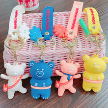 2020 Korea Cute Satchel Bear Doll Key Chain Creative Lover Silicone Rope Keychain Key Ring for Girl Bag Charms Pendant Wholesale 2024 - buy cheap