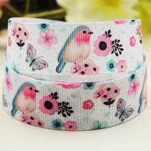 22mm 25mm 38mm 75mm Birds and flowers Cartoon printed Grosgrain Ribbon party decoration 10 Yards X-03330 2024 - buy cheap
