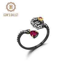 GEM'S BALLET Natural Ruby Gemstone Skull Gothic Ring 925 Sterling Silver Handmade Adjustable Open Rings For Women Fine Jewelry 2024 - buy cheap