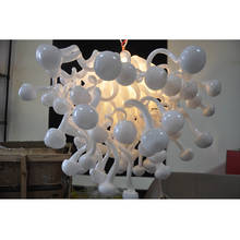 Lustre de vidro murano branco com cogumelo iluminado 2024 - compre barato