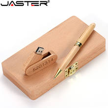 JASTER Beech ballpoint pen case + USB flash drive 128GB pen drive 4G 8G 16G 32G 64GB USB PenDrive exquisite gift (custom logo) 2024 - buy cheap