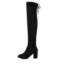 Botas femininas da moda para mulheres, calçados acima dos joelhos, de camurça, longo, confortável, com cano alto quadrado, primavera e inverno, 2020 2024 - compre barato