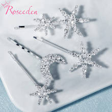 4 Pcs Set Shiny Star Moon Rhinestone Hairpins Hair Clip Sweet Wedding Headwear Hair Grip Comb For Women Girl Hair Accessories RE 2024 - buy cheap