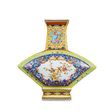 Jingdezhen-jarrón esmaltado en forma de abanico, floreros con forma de abanico, flores y patrón de aves, porcelana antigua Ming y Qing 2024 - compra barato