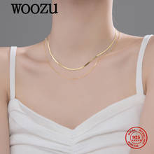 WOOZU-collar de plata de ley 925 auténtica para mujer, cadena de eslabones de hueso de serpiente doble de oro Simple, joyería coreana para boda, regalos 2024 - compra barato