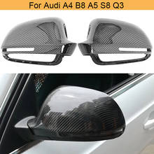 Carbon Fiber Car Rearview Mirror Covers Caps for Audi A4 B8 A5 Q3 S8 Replacement Side Mirror Covers Caps Shell with Side Assist 2024 - buy cheap