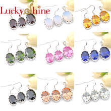 Luckyshine 2 Pcs Set Earrngs Pendants Colored Onxy Kuzite Garnet Morganite Weddings Jewelry Silver For Woman's Bride Sets New 2024 - buy cheap