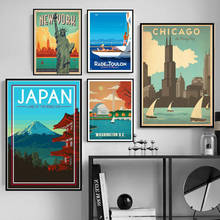 Cubierta de Ciudad de viaje mundial, carteles de paisaje Vintage de Nueva York, Vietnam, impresiones, arte de pared, pintura en lienzo para sala de estar, decoración del hogar 2024 - compra barato