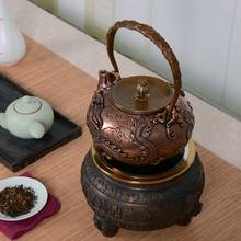 Tetera de cobre rojo hecha a mano de 1.6L, cerámica samovar esmaltada de arcilla, hervidor esmaltado de metal, puer, té verde, regalo japonés 2023 - compra barato
