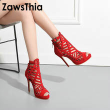 ZawsThia 2020 summer hallow cut out peep toe platform boots sexy party woman gladiator sandals women pumps shoes big size 33-52 2024 - buy cheap