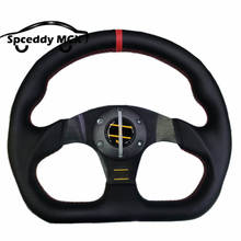 Spceddy 13" 330mm For Car Sports Steering Wheel Really Leather Steering Wheel Hand Sewing Red Line Flat Racing Steering Wheel 2024 - buy cheap