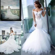 Sexy See Through Lace Appliques Mermaid Wedding Dresses Sweep Train Beach   Bridal Gowns robe de mariée 2024 - buy cheap