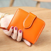 Genuine Leather Wallets Women Wallet Short Money Bag Fashion Oil Wax Leather Ladies Small Coin Purse Orange Rfid Card Holder 2024 - buy cheap