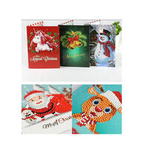 Tarjetas de Felicitación de Navidad con pintura de diamantes 5D, kits de pintura DIY de pintura de diamantes, redondas, 7d 2024 - compra barato