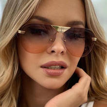 Tendência 2020 moda quadrado oversize óculos de sol feminino sem aro marca designer laranja tons óculos de sol do vintage óculos de condução 2024 - compre barato