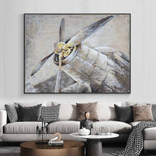 Pintura de avión abstracto 100% pintada a mano, pintura al óleo sobre lienzo, imágenes artísticas de pared modernas para decoración de la casa y la sala de estar 2024 - compra barato