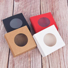 50 pces 7.5x7.5x3cm-kraft/branco/preto/vermelho artesanal sabão embalagem caixa de presente com janela do pvc colorido bonito joias caixas de papel 2024 - compre barato
