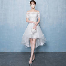 White evening dress female new banquet dress Bridesmaid dress elegant word shoulderShort front long party dress chinese skirt 2024 - buy cheap