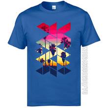 Camiseta masculina de algodão 100% respirável, camiseta com estampa geométrica da califórnia e praia para homens 2024 - compre barato