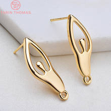 (114) 6PCS 10x30MM 24K Gold Color Plated Brass Ballet Girl Stud Earrings High Quality DIY Jewelry Making Findings 2024 - buy cheap